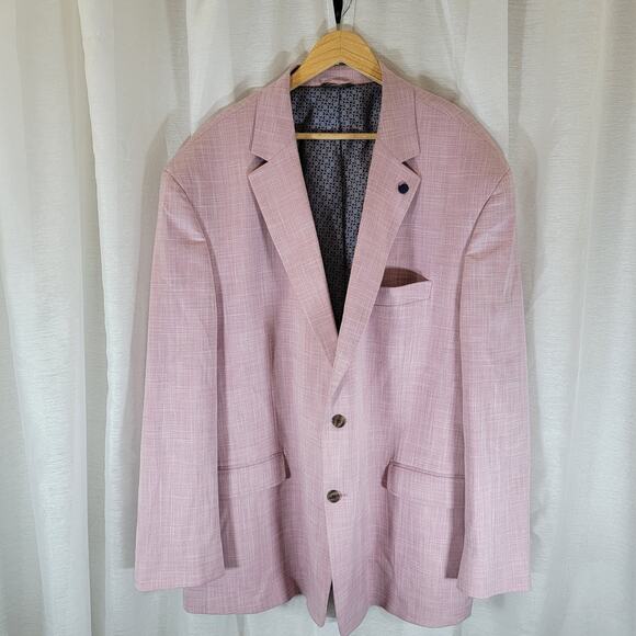Oak Hill Sport Coat 3XLT 54–56 Pink Linen Blend Jacket Blazer DXL Big Tall - Picture 1 of 11